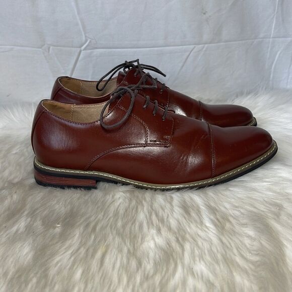 Bruno Marc Prince Brown Leather Oxfords Sz 9 - Picture 4 of 6